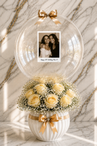 Picture inside Balloon with Flower Vase