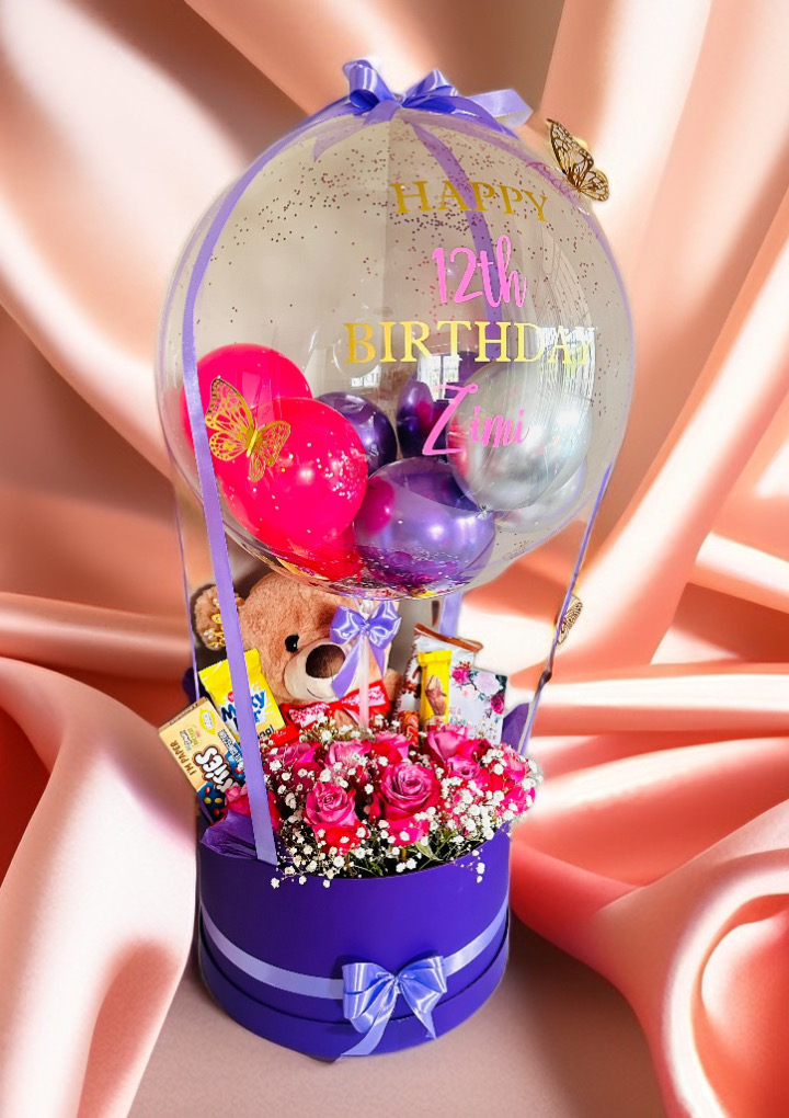 Purple Deluxe Balloon Hamper - Bag A Gift