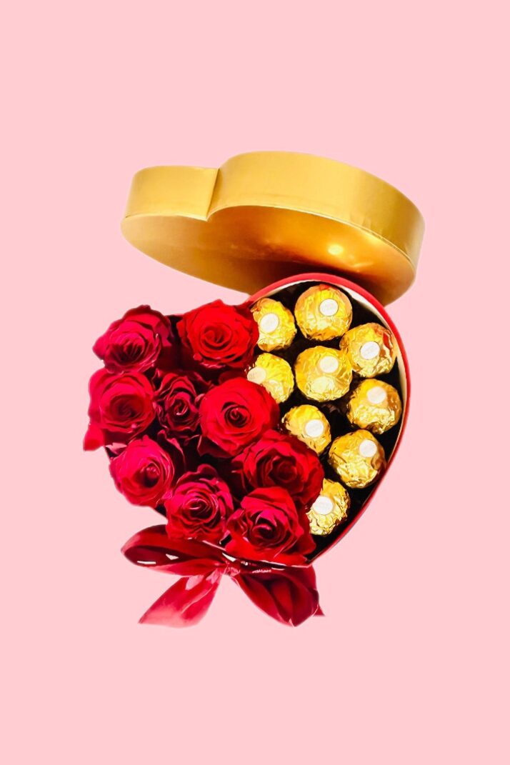 Rose and Ferrero Heart Box