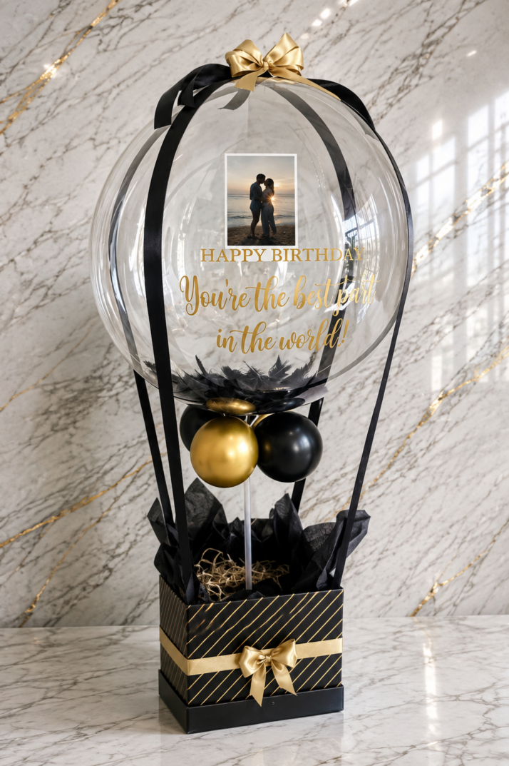 Picture inside Personalised Balloon with Empty Gift Box
