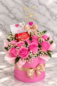 Pink Rose Box with Lindt
