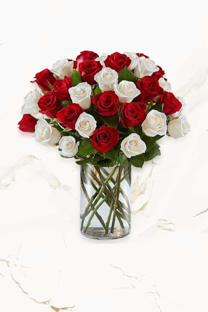 Mixed Colour Rose Vase