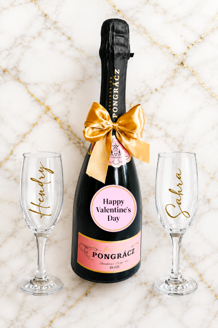 Personalised Glasses with Pongracz Rose