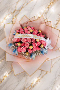 50 Pink Rose Money Bouquet