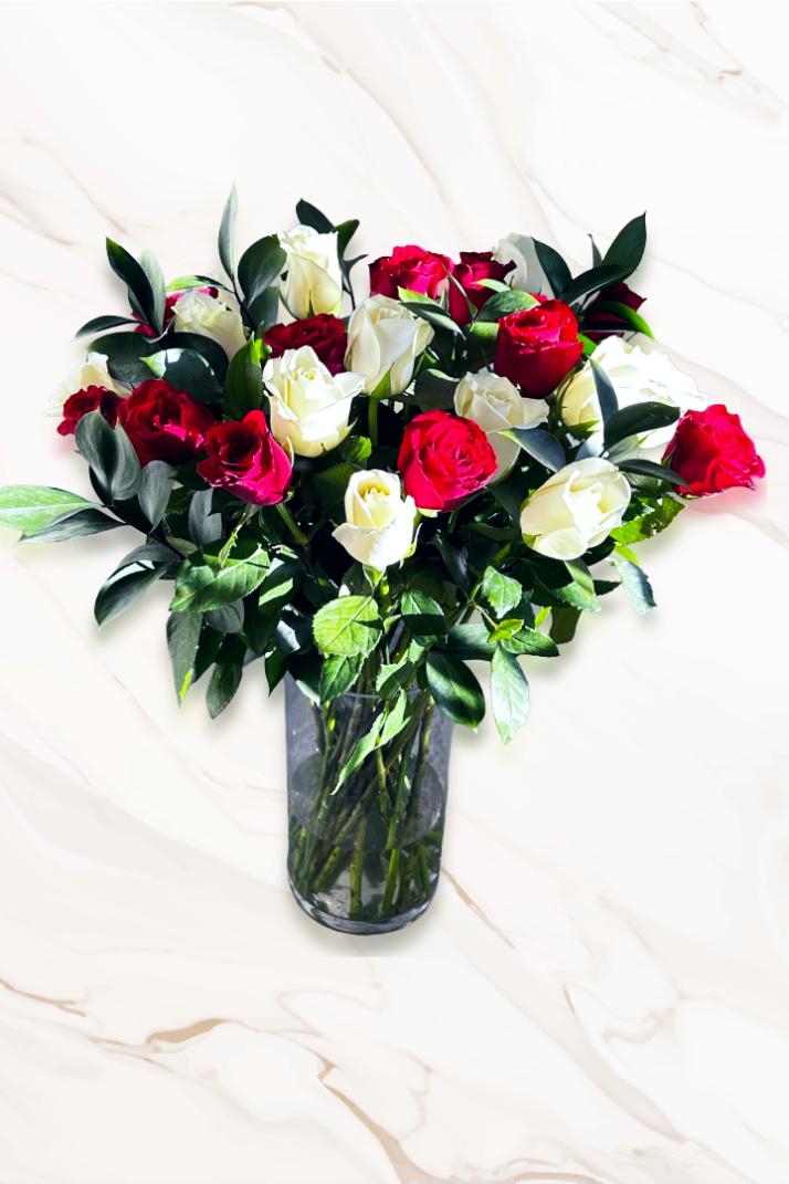 Mixed Colour Rose Vase