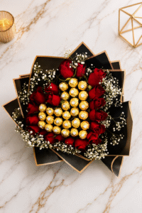 Ferrero Heart with 20 Rose Bouquet
