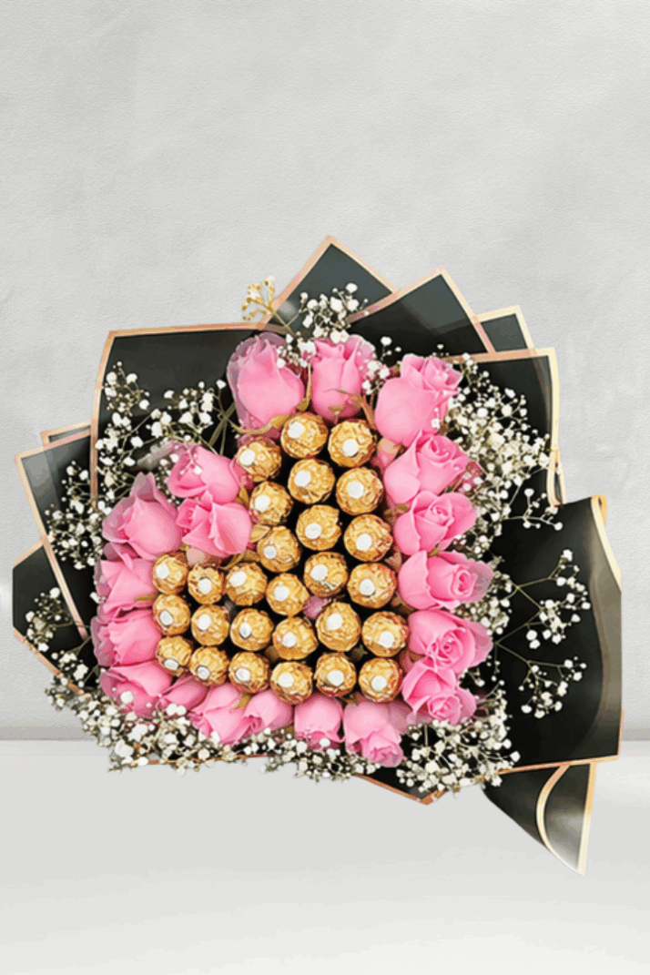 Ferrero Heart with 20 Rose Bouquet