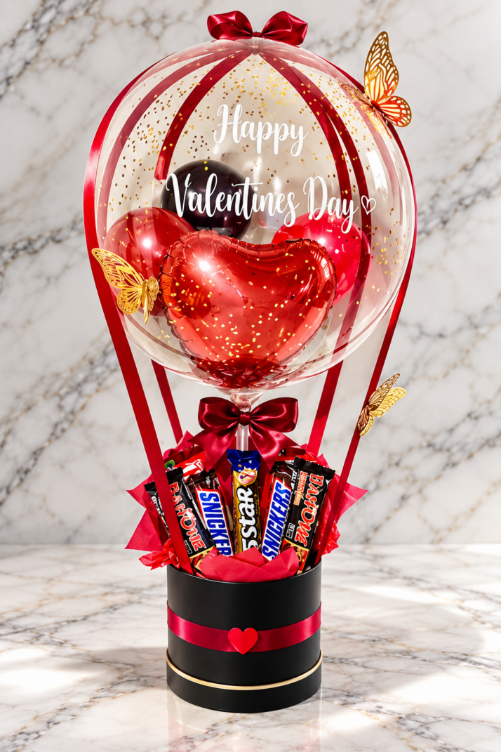 V-day Chocolate Hamper with personalised balloon