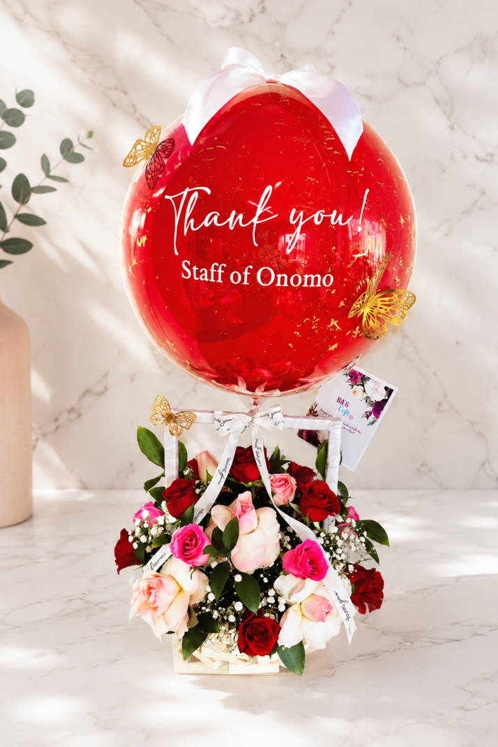 Thank You Floral Balloon Basket