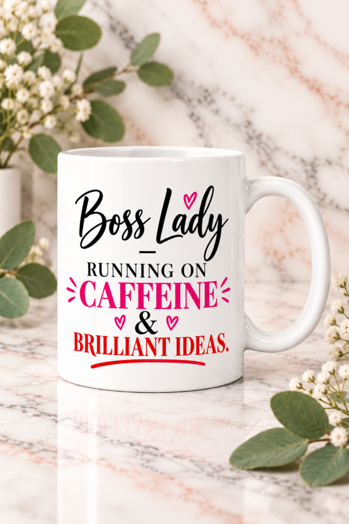 Boss Lady – Running on Caffeine & Brilliant Ideas Mug