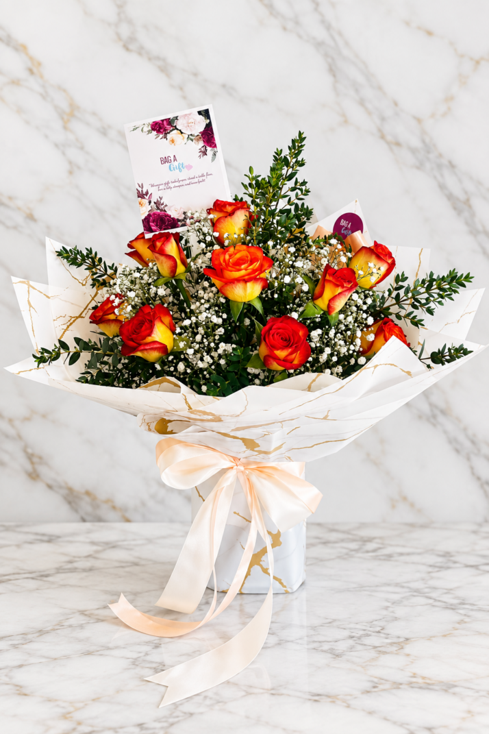 Golden Sunset Rose Bouquet