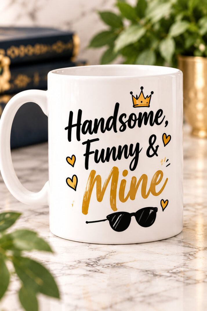 Handsome, Funny & Mine Mug