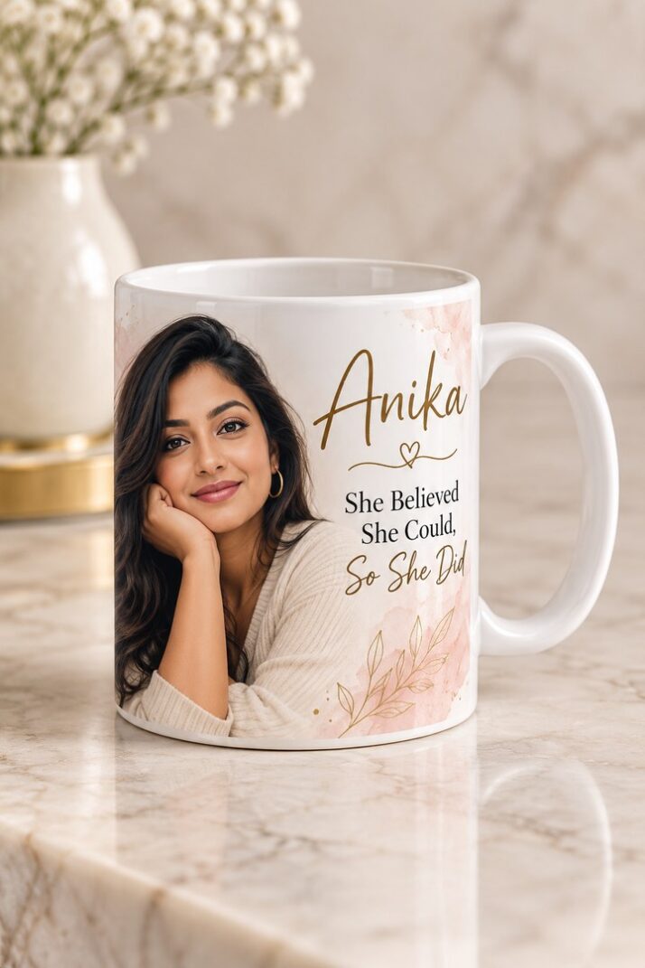 She Believed She Could, So She Did Personalised Photo Mug